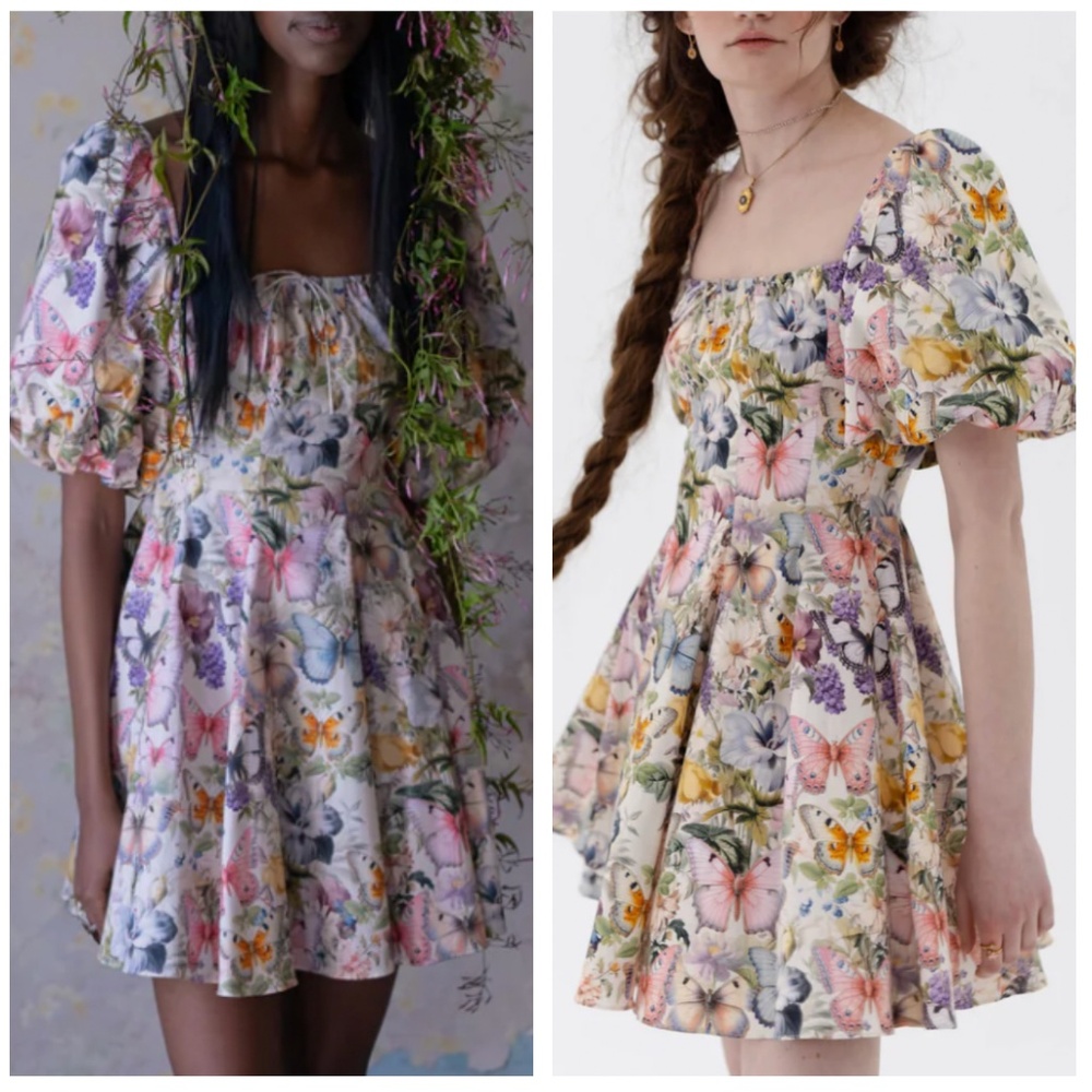 NEW Selkie The Cotton Mini Day Dress - Butterfly Botanics Print - Picture 2 of 13